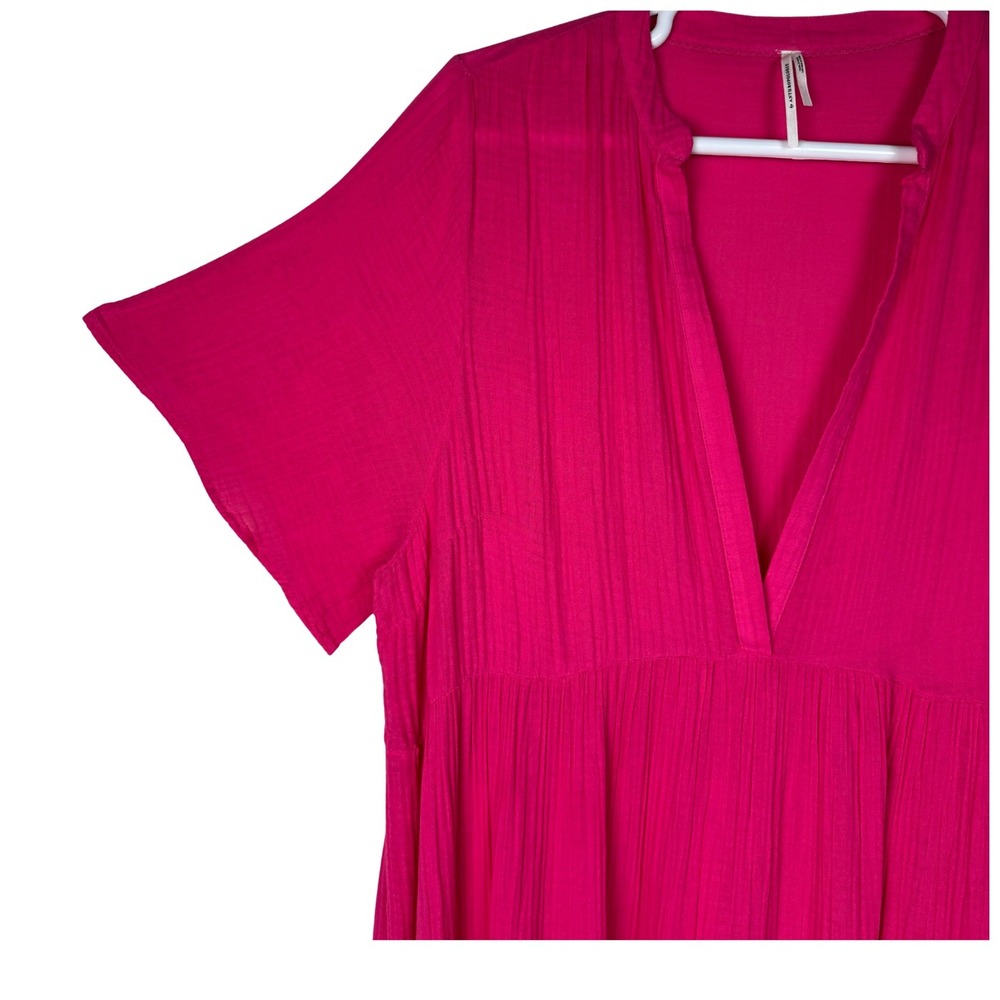 Anthropologie Tiered Cotton Gauze Maxi Dress Women 2X Pink Babydoll Boho Resort - Picture 5 of 8